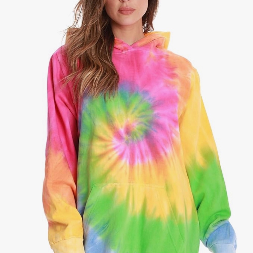 #followme Tie Dye Pullover Hoodie for Men and Women Fleece Hooded Sweatshirt - Picture 3 of 5
